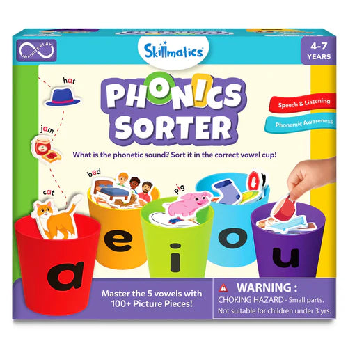 Skillmatics Phonics Sorter | Vowel Sorting & Early Reading Activity for Kids (ages 4-7)