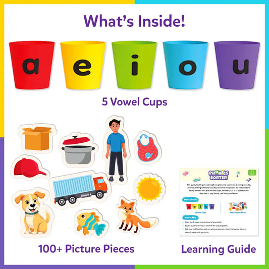 Skillmatics Phonics Sorter | Vowel Sorting & Early Reading Activity for Kids (ages 4-7)