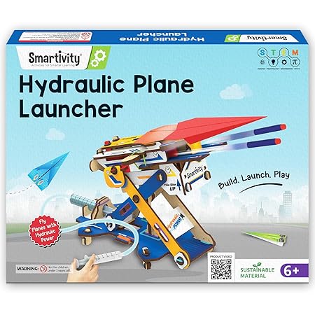 Smartivity 2in1 Hydraulic Aeroplane & Dart Launcher Toy for Kids 6-8-10-12-14 Years Old | Shoots Planes/Darts Far in Air I Birthday Gifts for Boys & Girls | DIY Science Toy for Kids 6-14