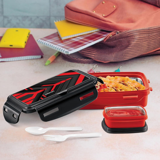 MILTON Flavour Big Inner Stainless Steel Tiffin Box, 500 ml, Red