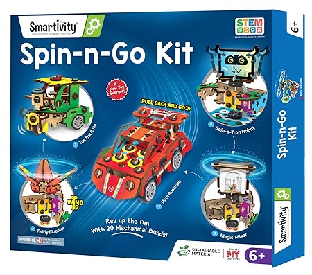 Smartivity 20in1 Spin-n-Go Kit for Kids Ages 6-7-8-9-10-11-12 I Build a Moving Robot, CAR, Airplane & More I Birthday Gifts for Boys & Girls | DIY Science Toy for Kids 6-12 Years Old,Multicolor