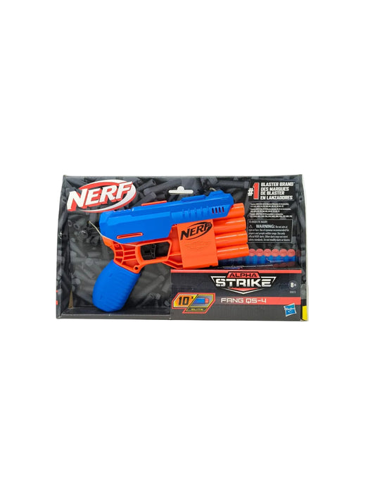 Nerf Alpha Strike Fang Qs-4 Toy Blaster, Fire 4 Darts in A Row, 10 Nerf Darts, Birthday Ages 8+, Multicolor