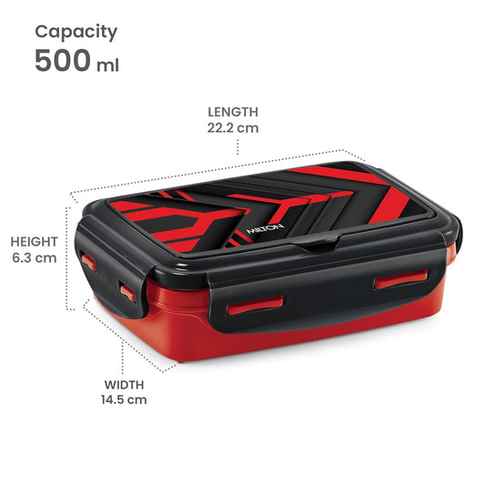MILTON Flavour Big Inner Stainless Steel Tiffin Box, 500 ml, Red