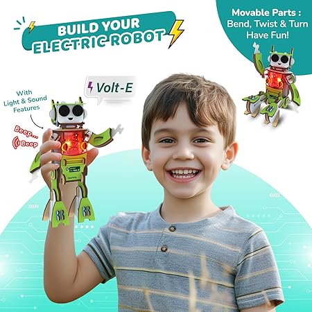 Smartivity Electricity Kit for Kids 8-14 Years Old I 8+ Circuit Experiments & DIY Electric Robot with Light and Sound | Science Project Kit I Birthday Gift Boys & Girls 8-9-10-11-12-13-14 Years