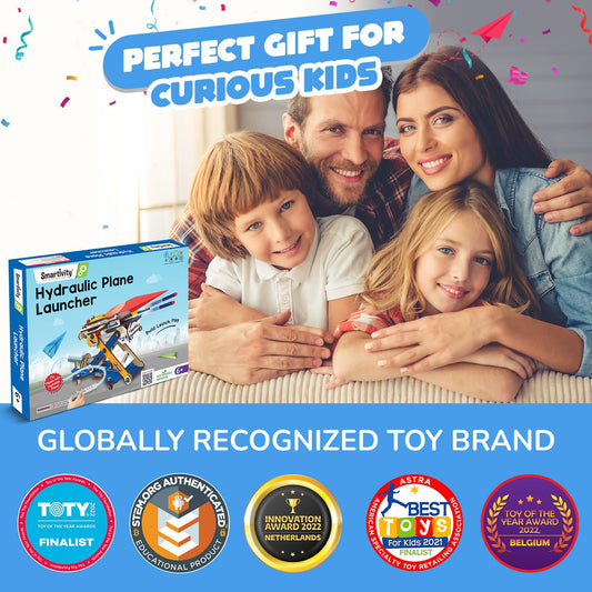 Smartivity 2in1 Hydraulic Aeroplane & Dart Launcher Toy for Kids 6-8-10-12-14 Years Old | Shoots Planes/Darts Far in Air I Birthday Gifts for Boys & Girls | DIY Science Toy for Kids 6-14