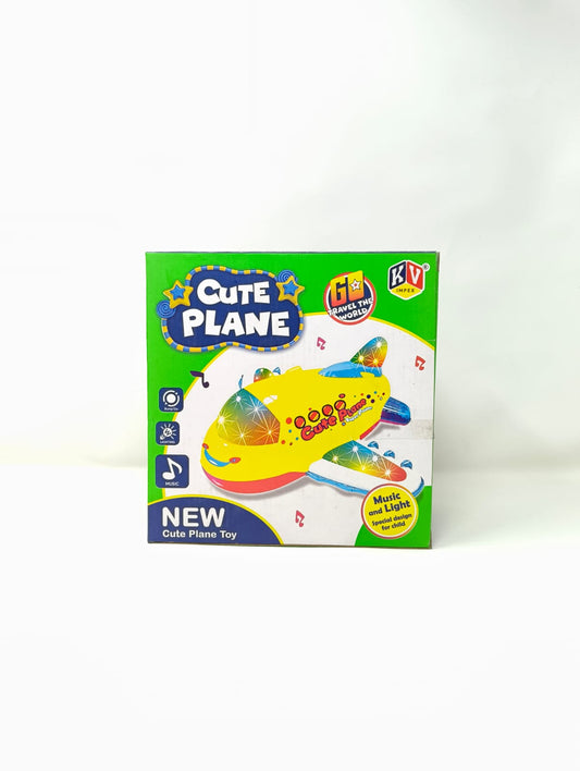 KV Toys Battery Operated Cute Plane Toys with LED Light, Music and Bump & Go