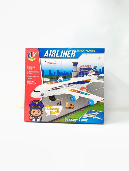 KV Toys Airliner Toy Airplane with Lighting Effects, Sound, and Friction-Powered Motor