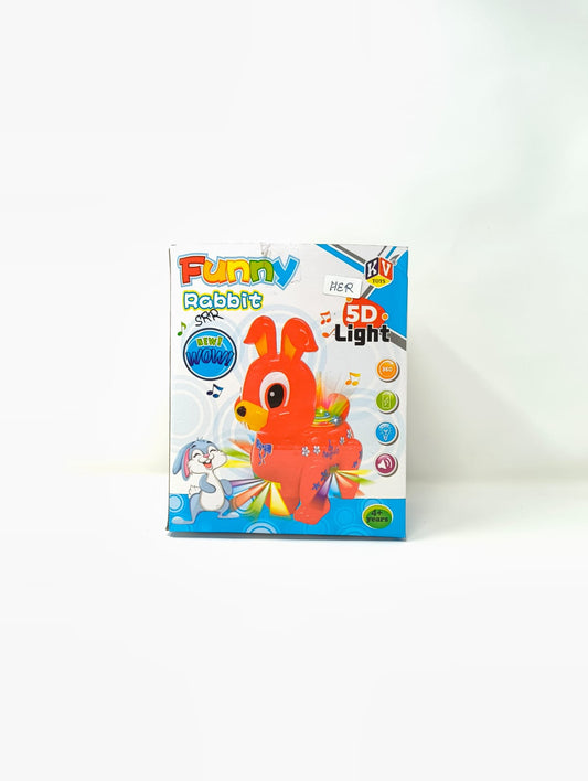 KV Toys Musicl Rabbit with 3D Lights, Moving Bump and Go Function, Pleasing Sound, Birthday Toy Gift for 1 2 3 Year Old Boy Girl